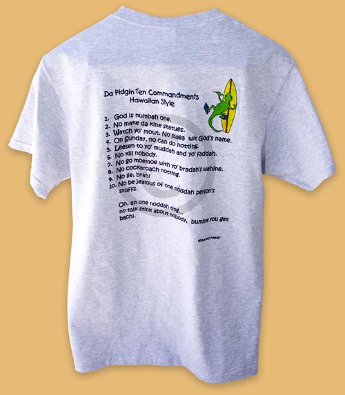 back of ash gray gecko t-shirt item I D T S A G