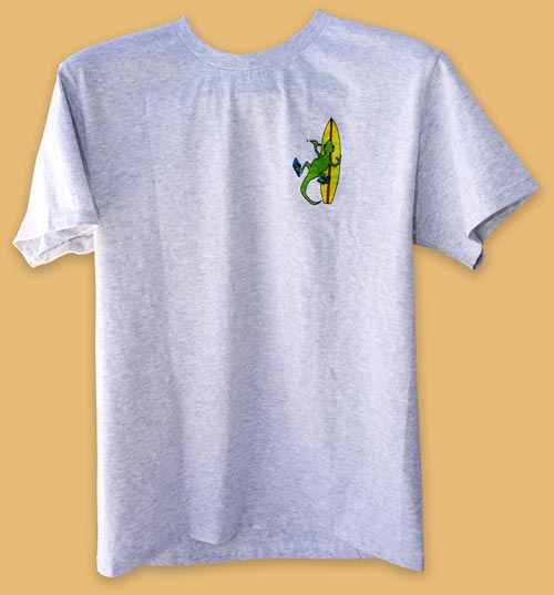 front of ash gray gecko t-shirt item I D T S A G